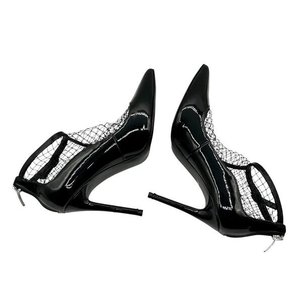 Nine West Women's Black FISHNET Zippered‎ High Heels Ankle Boots Size 5.5M - Picture 11 of 14